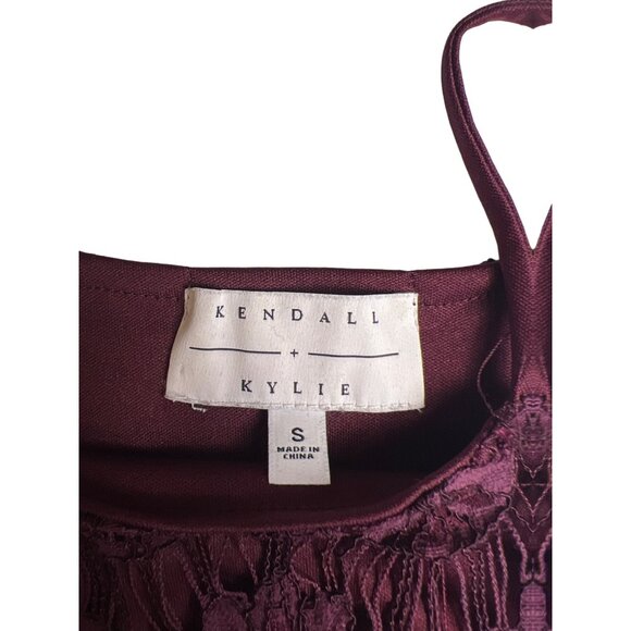 kendall kylie small wine thin strap sleeveless floral lace crop top Dd541 - Picture 3 of 10